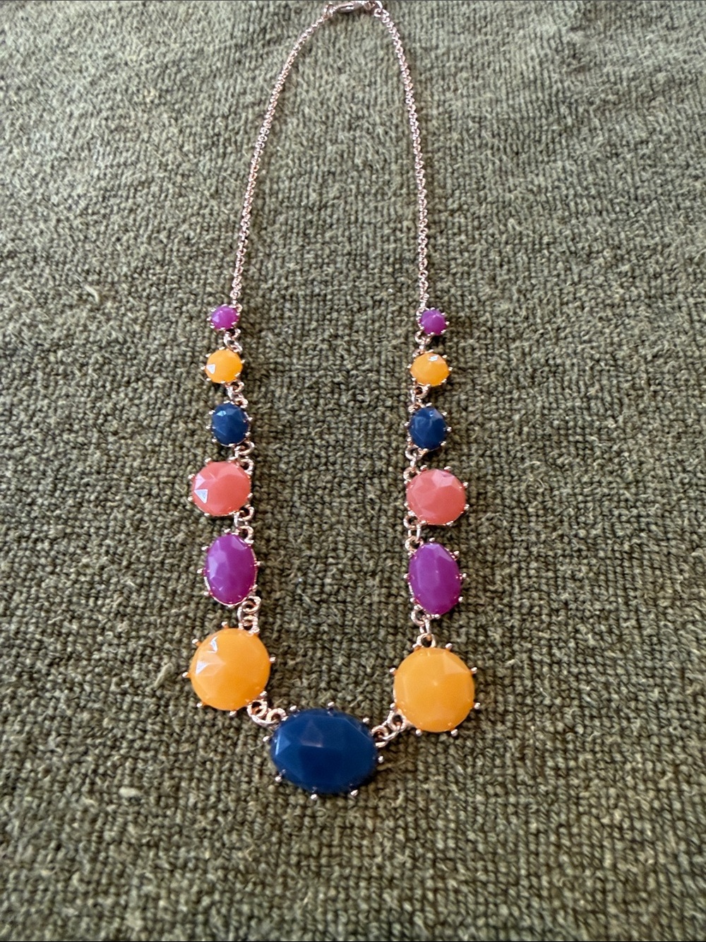 Colorful Gemstone Statement Necklace - Multicolor.
